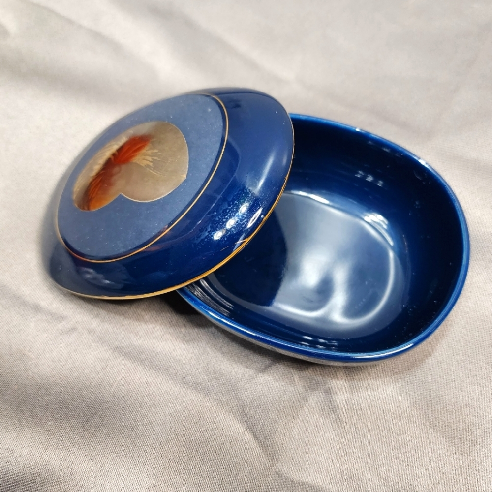 Vintage Otagiri Nautilus Oval Trinket Bowl with Lid